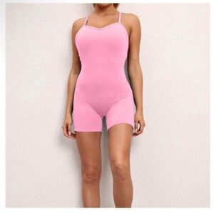 Women's Pink Tank Romper Bodysuit